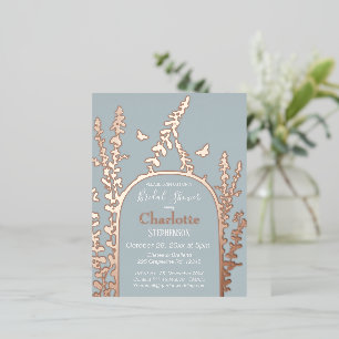 Elegant Garden Leaves  Butterflies Bridal Shower   Foil Invitation Postcard