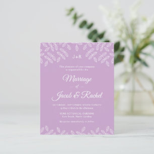 Elegant Garden Leaves Lavender Wedding Invitation