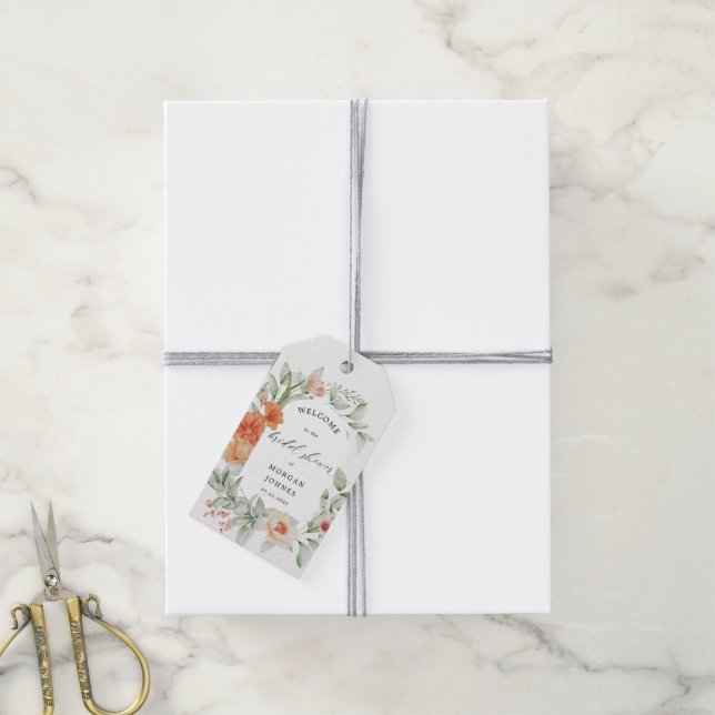 Elegant Garden Party Floral Bridal Shower Gift Tags (With Twine)