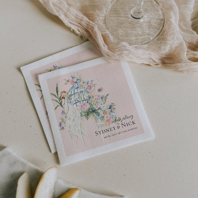 Elegant Garden Peacock Floral Wedding Napkin (Creator Uploaded)
