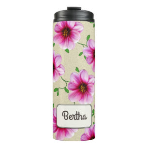 Elegant Garden Pink Flower Botanical any Name Thermal Tumbler