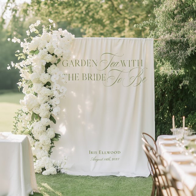 Elegant Garden Tea Bridal Shower Backdrops Banner Tapestry (Elegant Garden Tea Bridal Shower Backdrops Banner)
