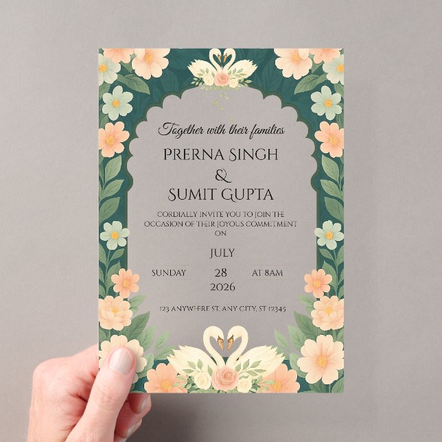Elegant Garden-Themed Wedding Invitation Template  (Insitu (Handheld))