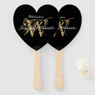 Elegant Garden Wedding Monogram And Names Chic  Hand Fan