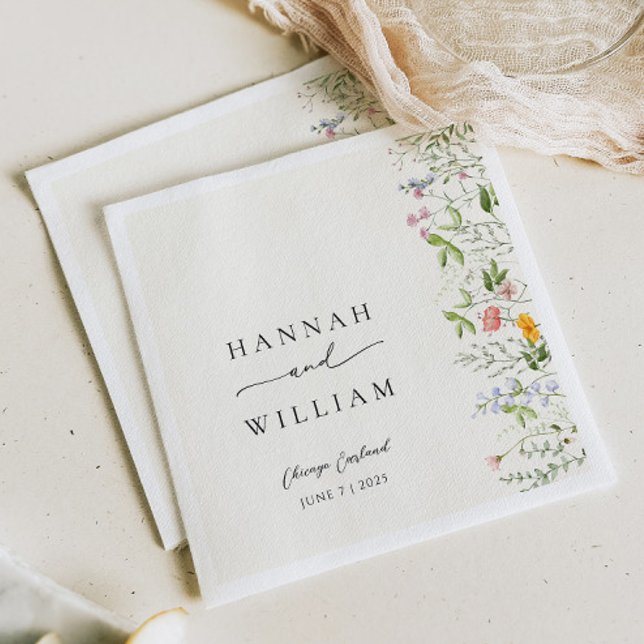 Elegant Garden Wildflower Wedding Napkin (Creator Uploaded)
