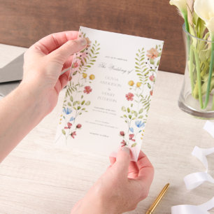 Elegant Garden Wildflowers Floral Spring Wedding  Vellum Invitations