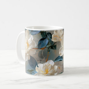 Elegant Gardenia Floral Pattern Coffee Mug