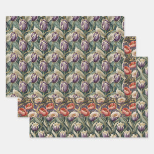 ELEGANT GARDENS, Tulips and Poppies Wrapping Paper Sheet