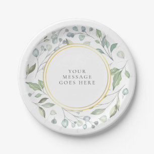 Elegant Garland Greenery Message Paper Plate