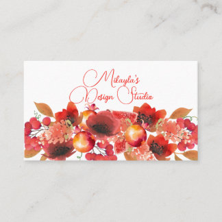 Elegant Garland of Fruits and Flowers Business Card