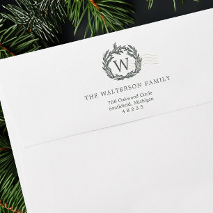 Elegant Garland Wreath Postage Monogram Crest Envelope