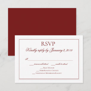 Elegant Garnet Red and White Wedding RSVP