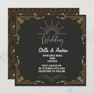Elegant Gastby Style Art Deco Wedding Invitation