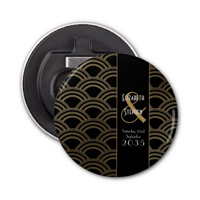 Elegant Gatsby Art Deco 1920's Gold Wedding   Bottle Opener (Front)