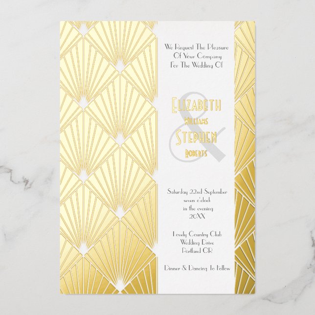 Elegant Gatsby Art Deco 1920's Gold Wedding Foil I (Front)