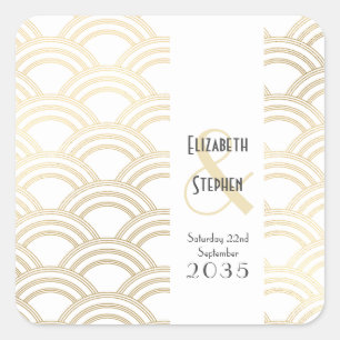 Elegant Gatsby Art Deco 1920's Gold Wedding   Square Sticker
