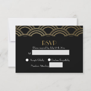 Elegant Gatsby Art Deco Gold Wedding RSVP