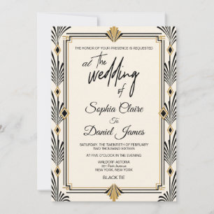 Elegant Gatsby Art Deco Wedding Invitation