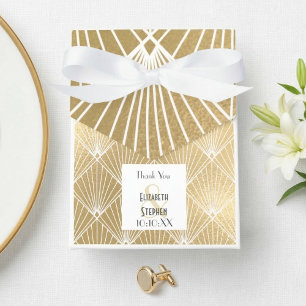Elegant Gatsby Art Deco White & Gold Wedding Favour Box