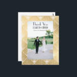 Elegant Gatsby Deco 1920's  Photo Wedding Thankyou Postcard<br><div class="desc">Elegant Gatsby Art Deco 1920's White and Gold Wedding Design. Featuring a geometric pattern inspired by classic art deco designs. the templates have been set up so you can add your own details. If you would like to change the style or colour of the font please click the customise further...</div>