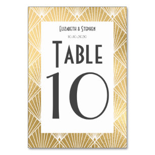 Elegant Gatsby Deco 1920's Wedding Table Number
