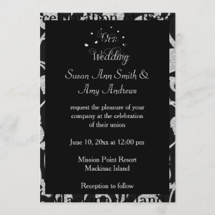 Elegant Gay Black and Silver Wedding Invitation
