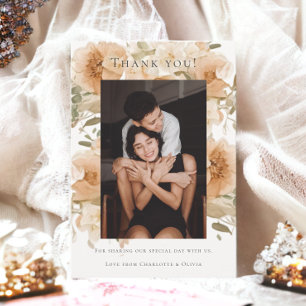 Elegant Gay Floral Wedding Two Brides Thank You Card