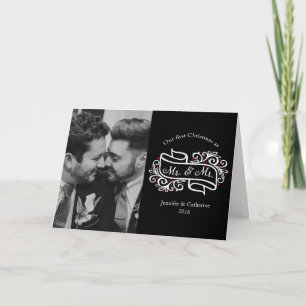 Elegant Gay Newlyweds Christmas Photo Holiday Card