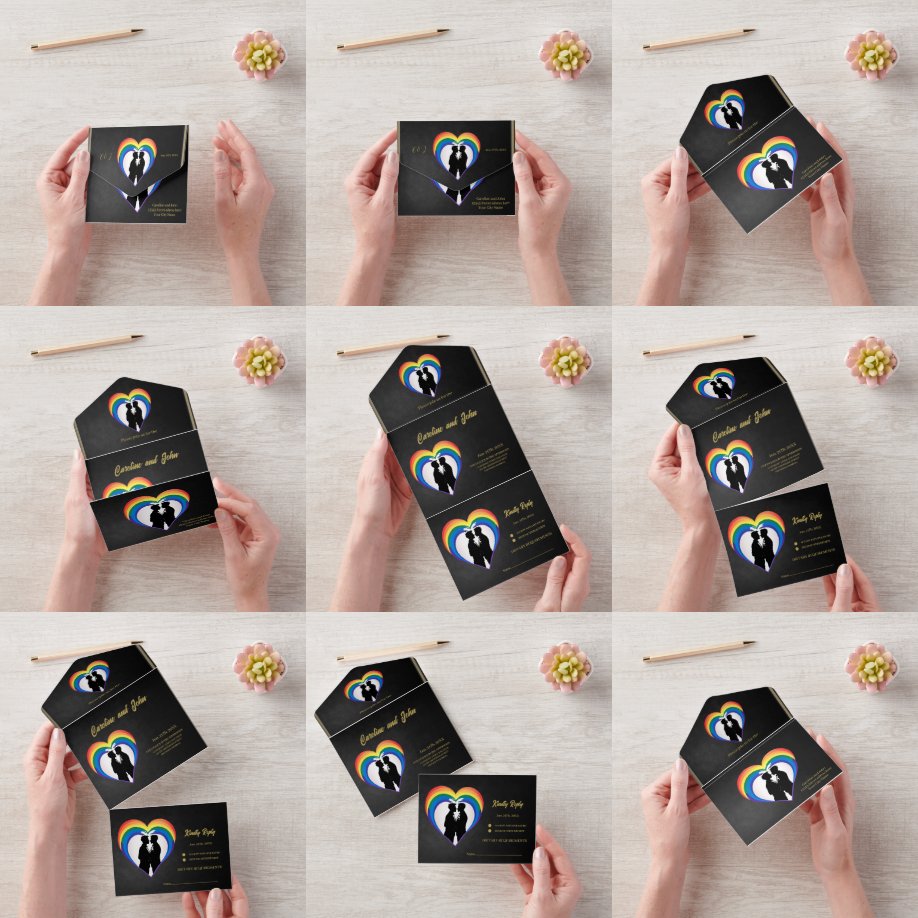 Elegant gay silhouettes. all in one invitation