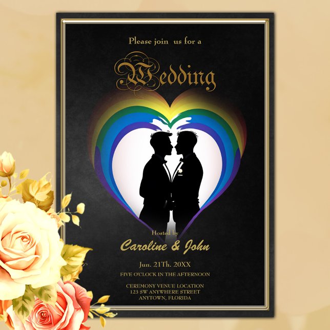 Elegant gay silhouettes invitation (Gay Wedding)