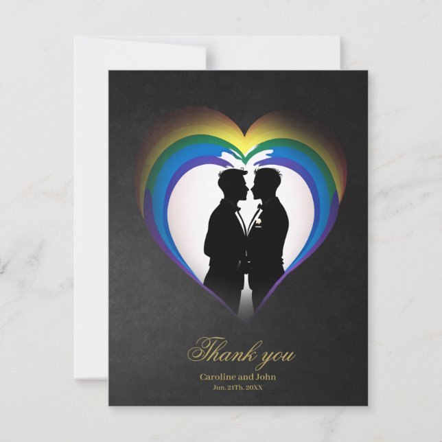 Elegant gay silhouettes.  thank you card (Front)