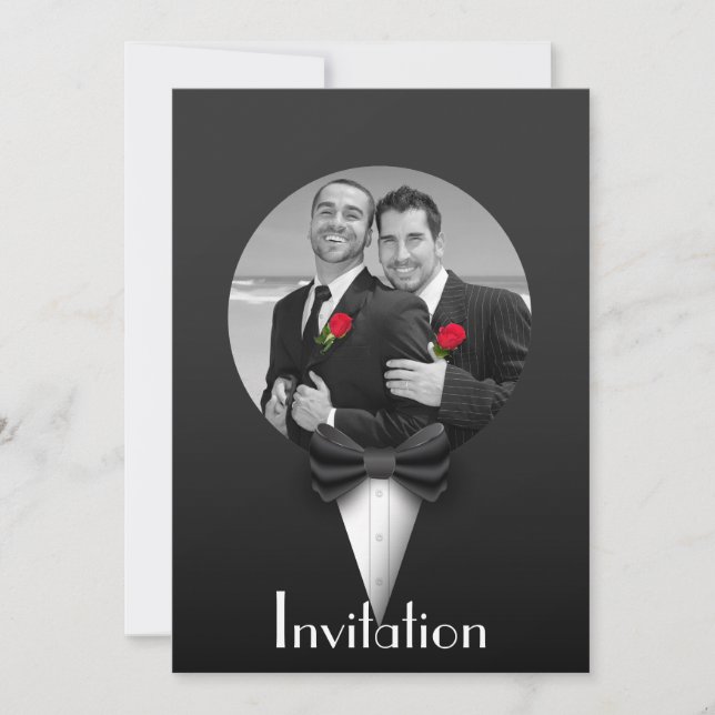 Elegant Gay Tuxedo Wedding Invitation (Front)