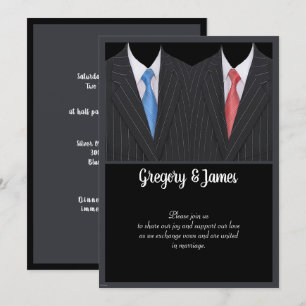 Elegant Gay Wedding Formal Suit & Tie Invitation