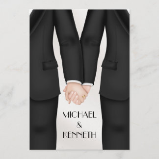 Elegant Gay Wedding Groom Holding Hands Invitation