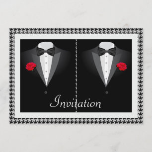 Elegant Gay Wedding Invitation with Two Tuxedos