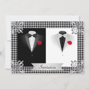Elegant Gay Wedding Invitation with Two Tuxedos