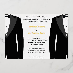 Elegant Gay Wedding Invitations Gold Foil Card