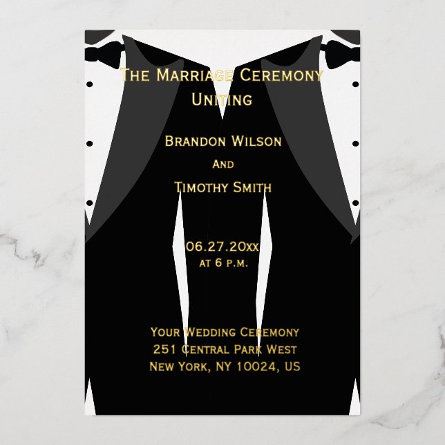 Elegant Gay Wedding Programs Real Gold Foil (Front)