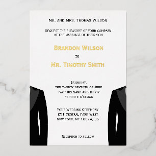 Elegant Gay Wedding Real Gold Foil Invites