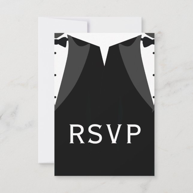 Elegant Gay Wedding RSVP Card Black Tie (Back)