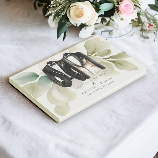 Elegant Gay Wedding Two Grooms in Suits Guest Book (Elegant Gay Wedding Two Grooms in Suits Guest Book from Ricaso - personalized with grooms names)