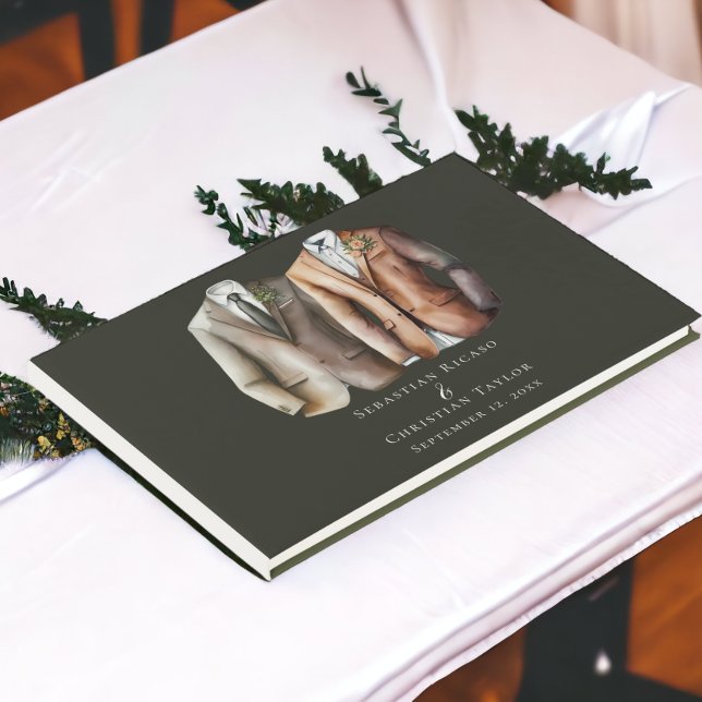 Elegant Gay Wedding Two Grooms in Suits Guest Book (Elegant Gay Wedding Two Grooms in Suits Guest Book from Ricaso)