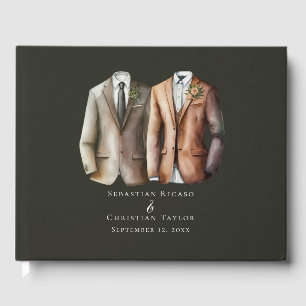 Elegant Gay Wedding Two Grooms in Suits Guest Book