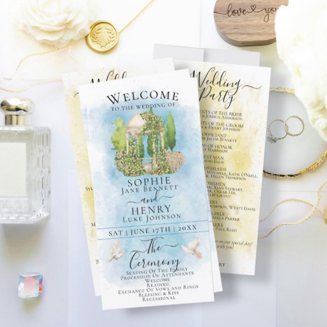 Elegant Gazebo flower doves Luxury Wedding Program (Creator Uploaded)