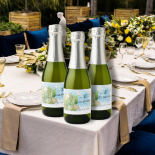 Elegant Gazebo flowers doves Wedding Luxury Sparkling Wine Label