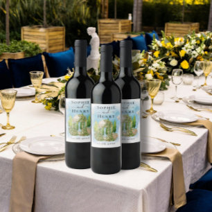 Elegant Gazebo   flowers doves Wedding Luxury Wine Label