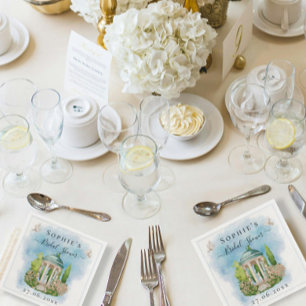 Elegant Gazebo flowers white doves Bridal Shower Napkin