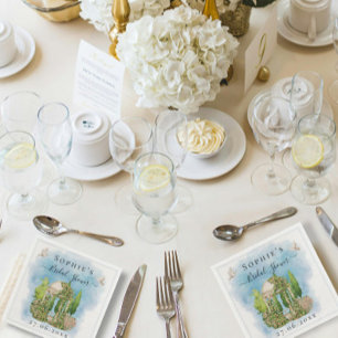 Elegant Gazebo flowers white doves Bridal Shower Napkin