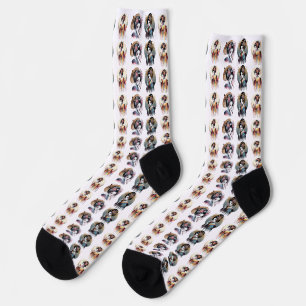 Elegant Geisha Pattern – Watercolor and Vintage As Socks