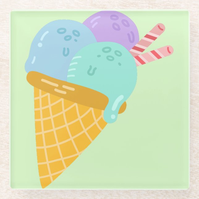 Elegant Gelato Glass Coaster (Front)